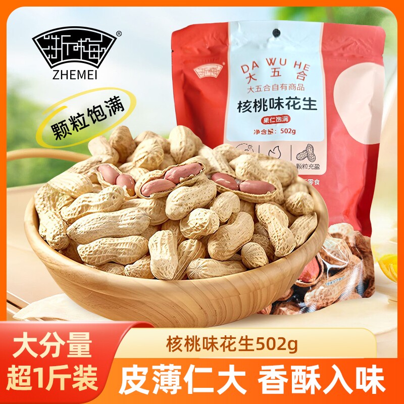 浙梅小花生核桃味502g带壳零食小吃休闲食品炒货特产下酒菜年货节