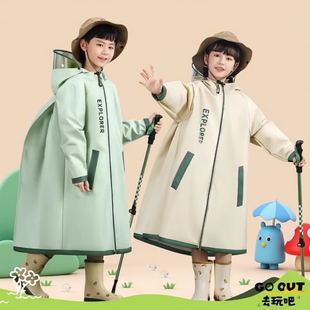新品 全身防暴雨带书包位雨披 儿童雨衣小学生上学专用男童女孩长款