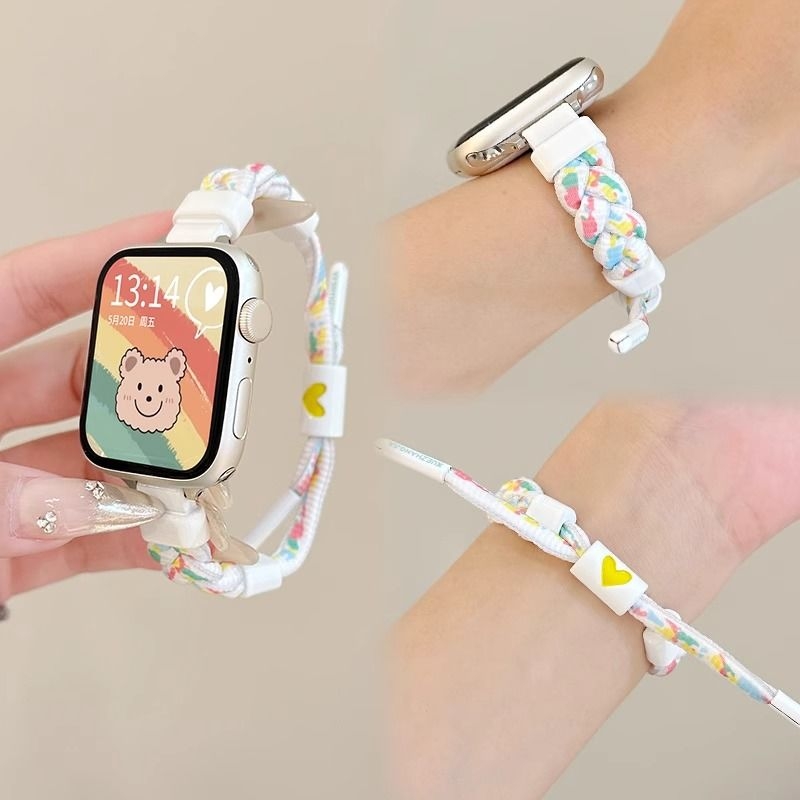 适用小米手环9pro表带10Pro爱心扣编织绳腕带8Pro女生红米watch5智能运动4替换7Pro表链新品女款高级感夏天