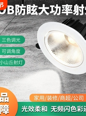 射灯LED天花灯嵌入式超亮COB家用孔灯筒灯5W7W15W18W20W商用聚光