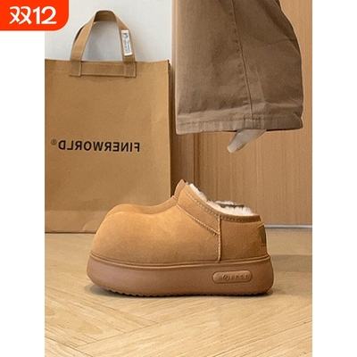 丑萌大头雪地靴女复古加绒加厚保暖毛毛棉鞋冬季增高显瘦厚底短靴