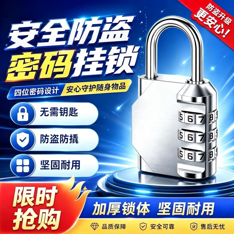 密码锁挂锁户外防水防锈家用门锁图片