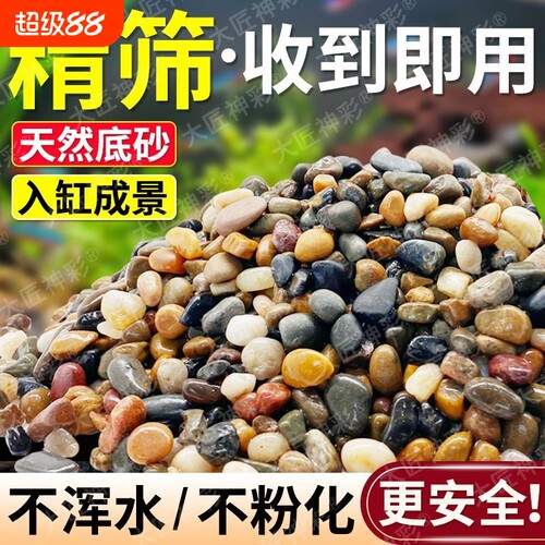 天然溪流石鱼缸底砂造景乌龟专用装饰鹅卵石底沙生态砂石石子水质