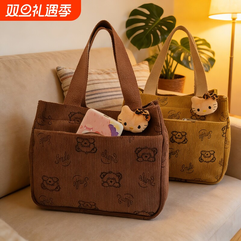 2025新款妈咪包复古四季通用手提包ins简约外出学生上班便当包