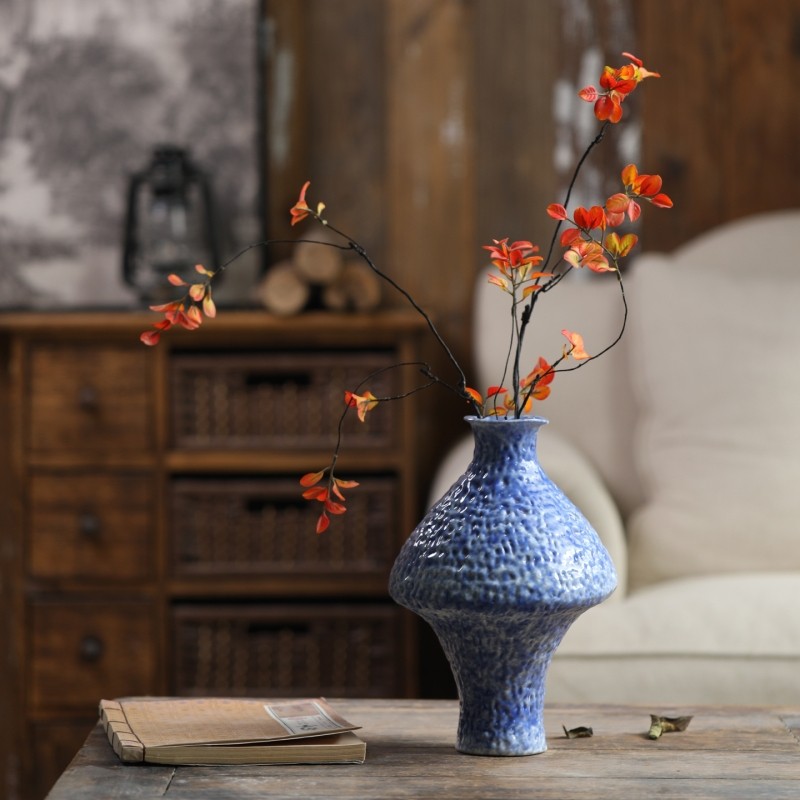 景德镇侘寂风陶瓷花瓶古典轻奢粗陶陶罐民宿酒店展示柜插干花摆件