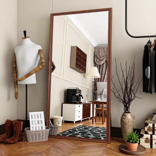 复古镜子落地镜全身镜家用卧室服装 店试衣镜可移动穿衣挂墙中古