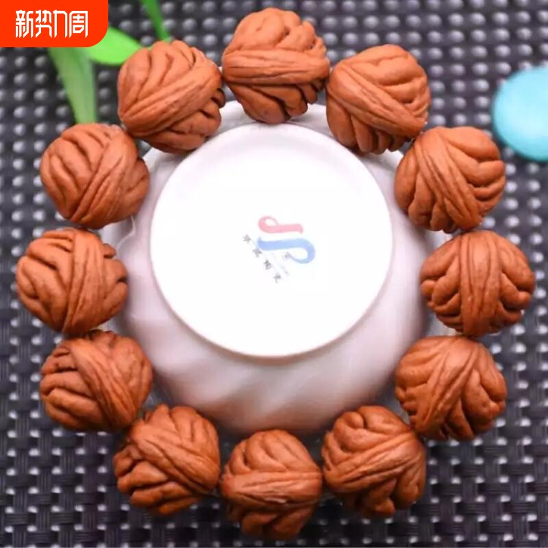 秦岭野外生龙纹桃核手串打底挂瓷霸王大肚文玩桃胡佛珠男金鱼肚