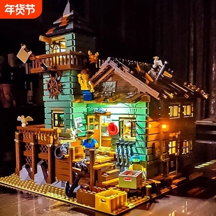 兼容乐高渔夫小屋积木别墅街景建筑系列模型男孩拼装玩具生日礼物