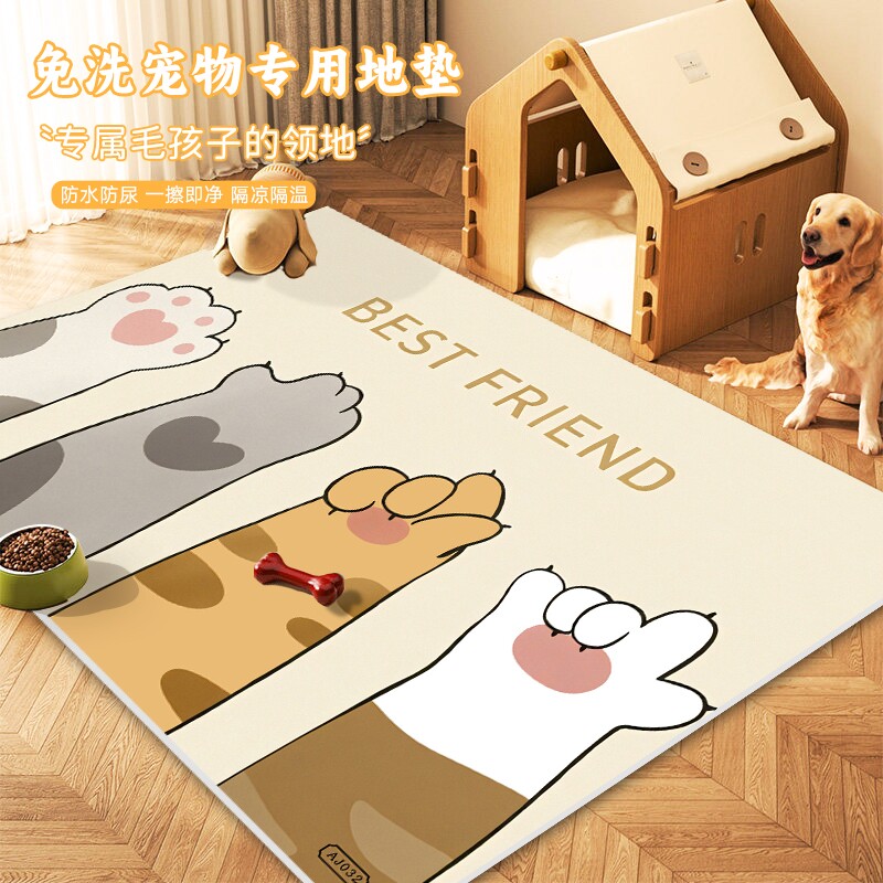 卡通宠物地垫pvc免洗可擦防水防尿垫子猫咪狗狗餐垫笼子睡垫防滑