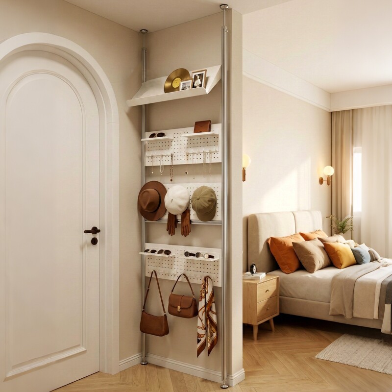 顶天立地洞洞板配件diy衣帽架玄关置物架入户收纳架客厅屏风隔断