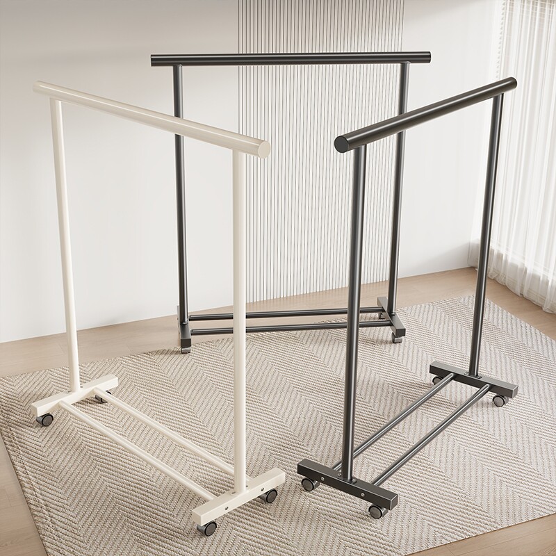 单杆晾衣架落地家用阳台晾晒衣服架卧室可移动大容量简易衣帽架子