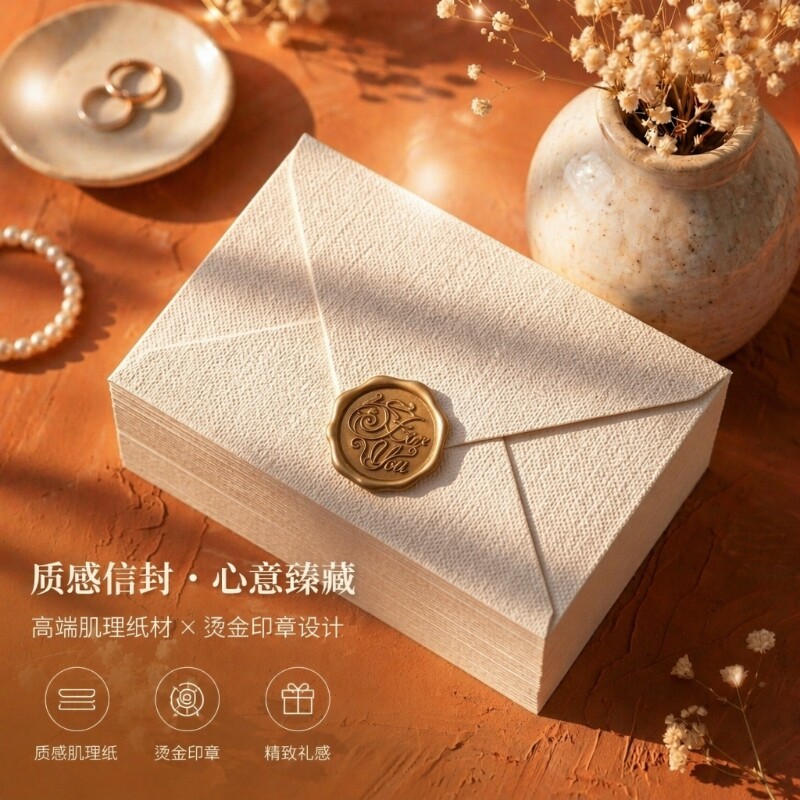 加厚麻布信纸信封套装高级感图片