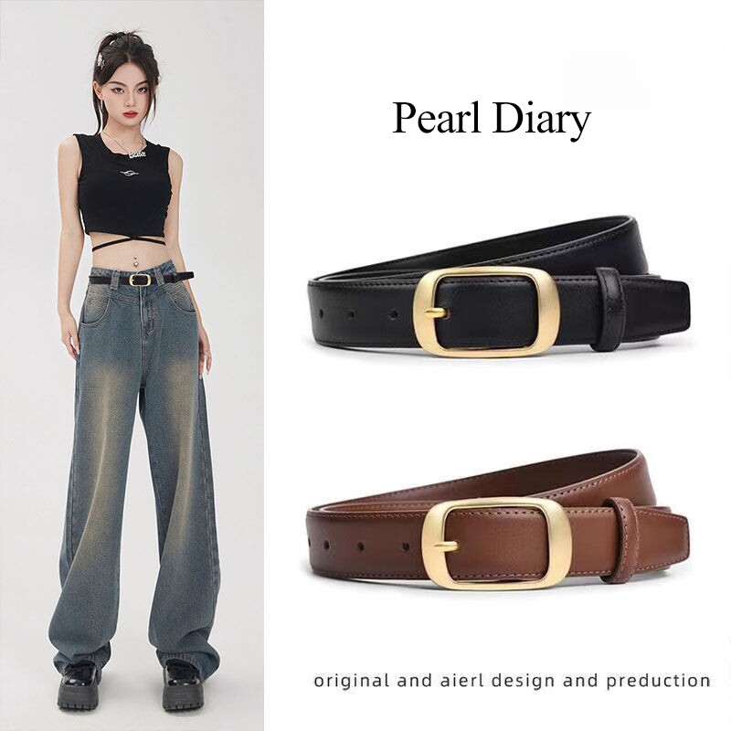 皮带女款真皮2025新款时尚百搭简约腰带女士针扣装饰牛仔裤带女式