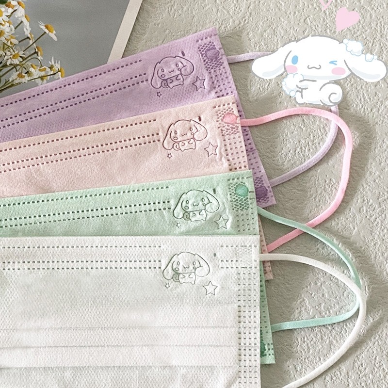 卡通可爱一次性透气防晒雪莉枚口罩女独立包装高颜值纯色一层印花