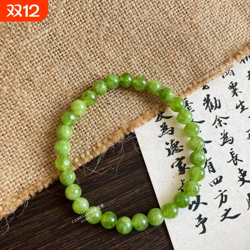 新中式橄榄玉石串珠手链小众高级感复古vintage国风玉髓叠戴手串