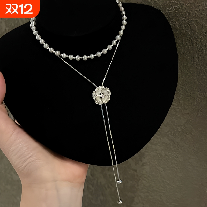 诸暨淡水珍珠项链女白茶花毛衣链秋日奢宠优雅款蛇骨链节日礼物