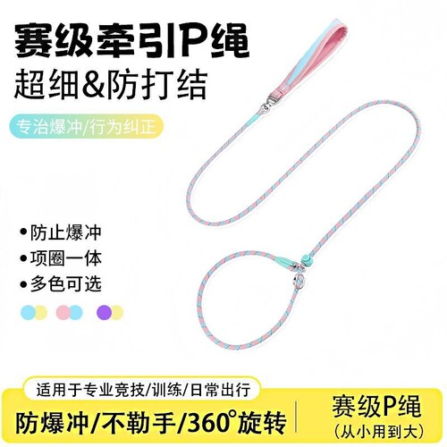 赛级狗狗p绳狗绳p链狗牵引绳中大型犬防爆冲防打结训练专业不勒手