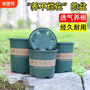 大口径花盆圆形塑料绿植花卉种植盆阳台多肉植物加仑盆带托盘高款