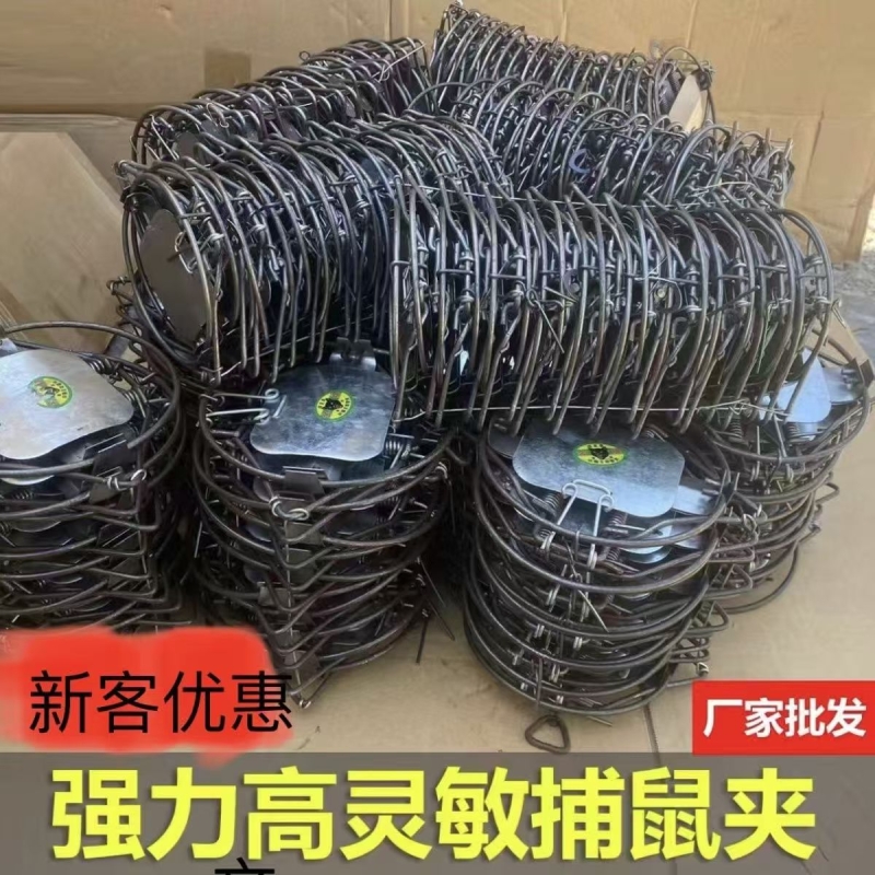 老鼠夹子新款高灵敏双板强力弹簧圆形捕鼠夹铁老式捉扑捕鼠器家用