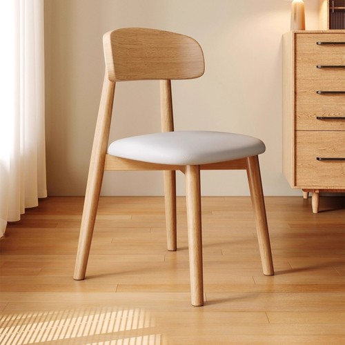 北欧简约原木软包餐椅黑色