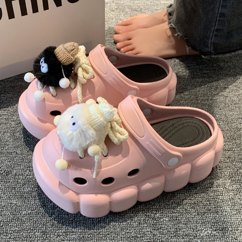 云朵洞洞鞋女款夏季外穿2024新款爆款厚底防滑包头凉鞋女库洛米