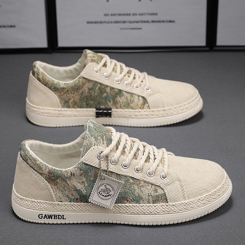 帆布男鞋2026新款春季休闲百搭低帮板鞋厚底耐磨运动上班工作潮鞋