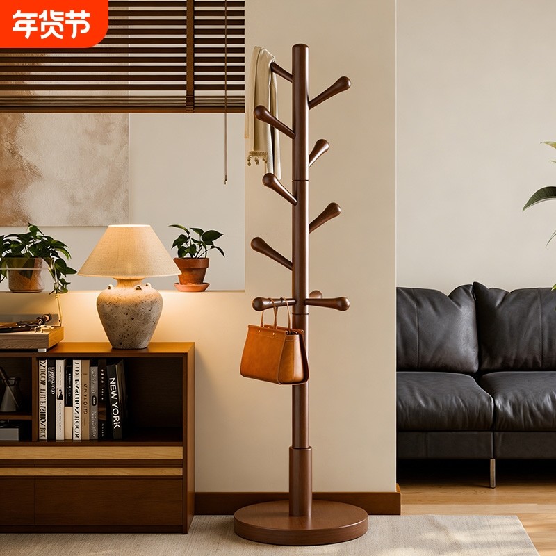 实木衣帽架家用高级衣服架子卧室落地加粗置物架客厅放衣帽子玄关,收纳整理,衣帽架,淘宝优惠券,粉丝福利购,淘宝优惠卷