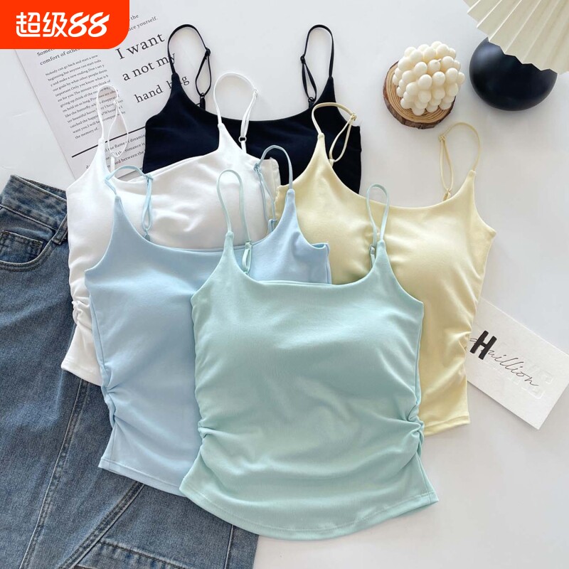 小背心女少女生带胸垫夏季薄款小清新纯欲风吊带内穿内搭美背上衣