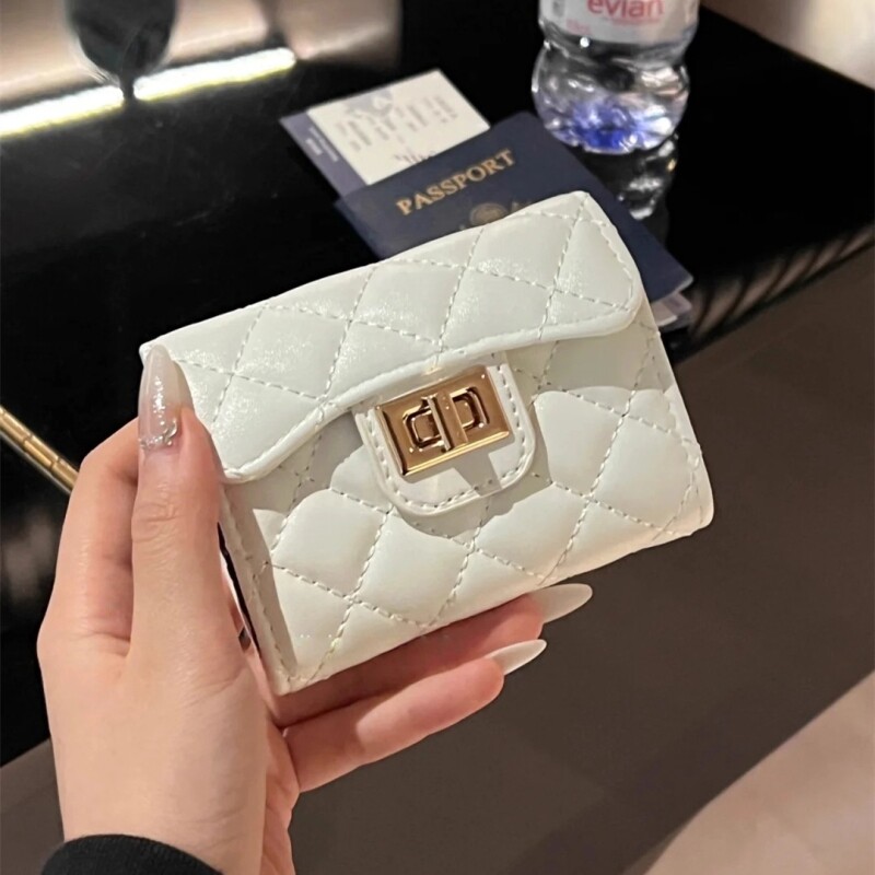 卡包菱格小香风软皮新款小零钱包女式简约卡夹驾驶证多卡位证件包