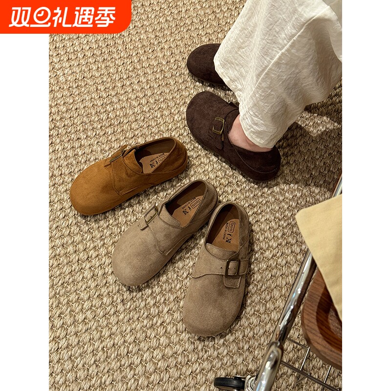 贾不假勃肯鞋女款2025新款秋季爆款两穿小个子厚底增高豆豆鞋单鞋