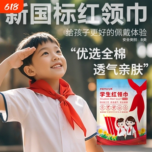 红领巾小学生2025新款新国标标准纯棉不掉色通用1m少先队入队必备1.2m初中生大号一二年级不褪色加厚柔软透气