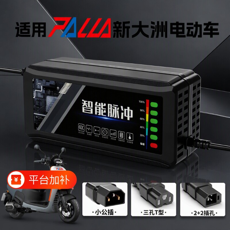 适配新大洲电动车充电器电瓶48V12AH60V72V20A新国标铅酸石墨烯