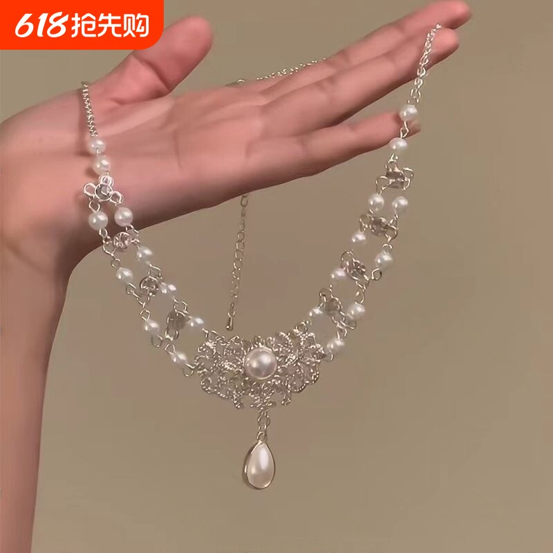 超闪锆石珍珠项链choker轻奢小众高级感满钻项链女新款爆款锁骨