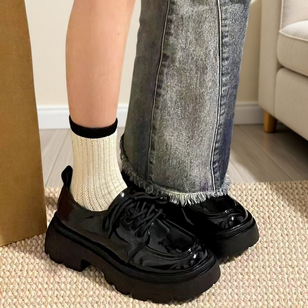 英伦风厚底小皮鞋女2025新款秋季百搭黑色jk单鞋松糕乐福鞋ins潮