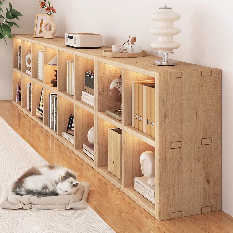 实木柜子储物柜收纳柜自由组合格子柜八格柜落地松木书柜单层三层