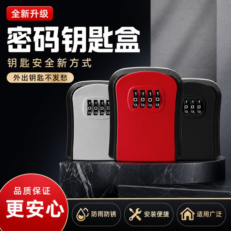装修密码钥匙盒防盗民宿壁挂免打孔临时存放盒子家用门口猫眼收纳