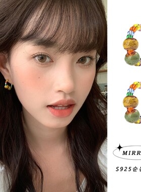 小麋人纯银麦田原野串珠耳钉女