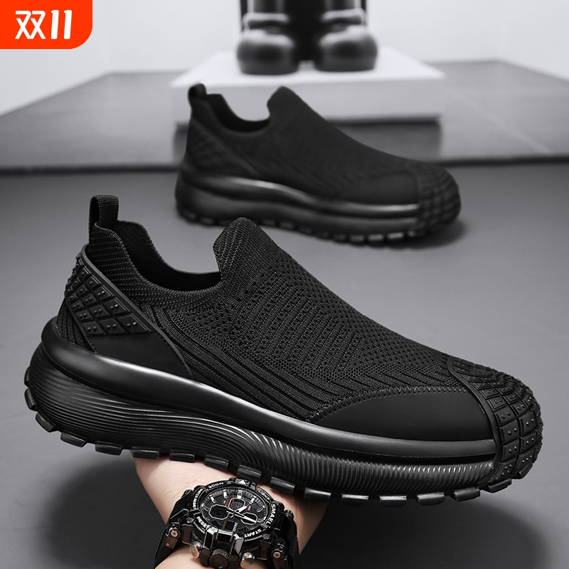 八哥男鞋2025新款秋季一脚蹬防滑防臭网面透气网鞋软底运动休闲鞋
