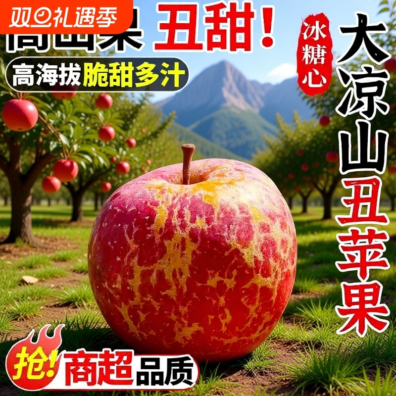 大凉山高原丑苹果昭通脆甜苹果汁甜整箱红露苹果现摘好吃的冬季