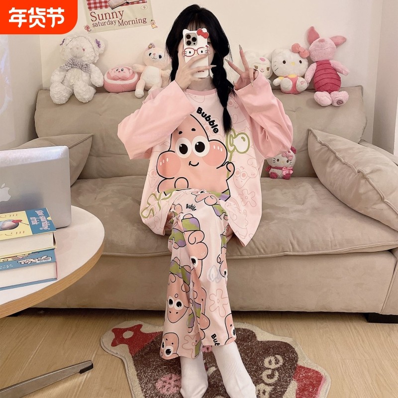 卡通纯棉女童派大星儿童睡衣2025春秋季长袖长裤中大童家居服套装,童装/婴儿装/亲子装,家居服套装,淘宝优惠券,粉丝福利购,淘宝优惠卷
