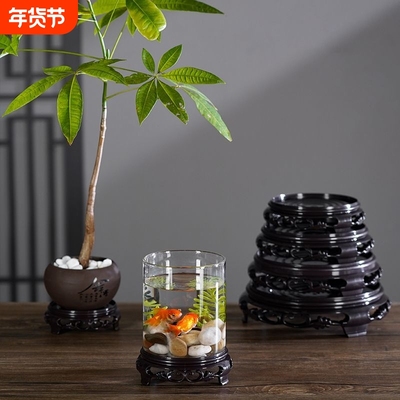 花盆托盘底座摆件方圆形塑料茶壶酒坛多肉兰花瓶奇石鱼缸花盆底坐