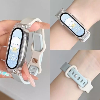 适用小米手环10/9/8/7表带运动九八七代6543nfc腕带新款硅胶小众智能运动手环表带夏季蝴蝶扣硅胶替换带百搭