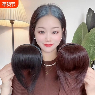 新款假发辫子发箍刘海一体仿真发轻薄前额头帘遮白发刘海补发