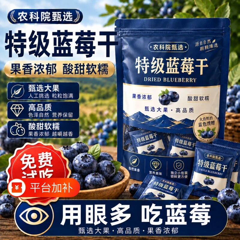 大兴安岭野生蓝莓干独立小包装蓝莓果干500g特产水果无添加剂追剧
