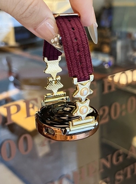 星绒绮梦适用于华为手表gt6表带5pro新年红灯芯绒watch54/3毛绒星星腕带女款huawei钻壳秋冬棕粉女表硅胶粉色