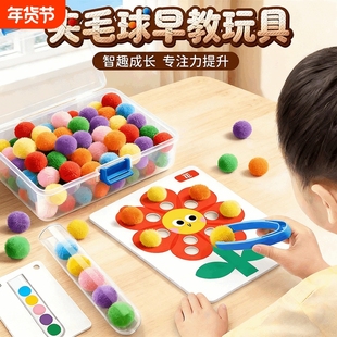 蒙氏夹毛球早教教具儿童0到6岁认知启蒙幼儿园益智专注力训练玩具