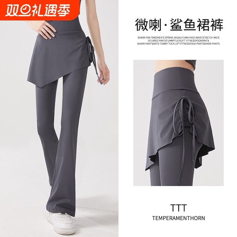 假两件裙裤高腰瑜伽裤鲨鱼裤秋冬外穿运动女大码收腹打底裤子提臀