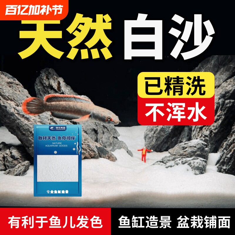 白色石英砂细沙鱼缸造景底砂溪流铺底白沙海沙装饰精致景观生态