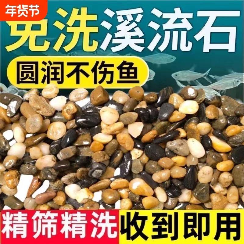 天然河沙溪流沙鹅卵石原生水族鱼缸水草缸多肉铺面小石子过滤豆石