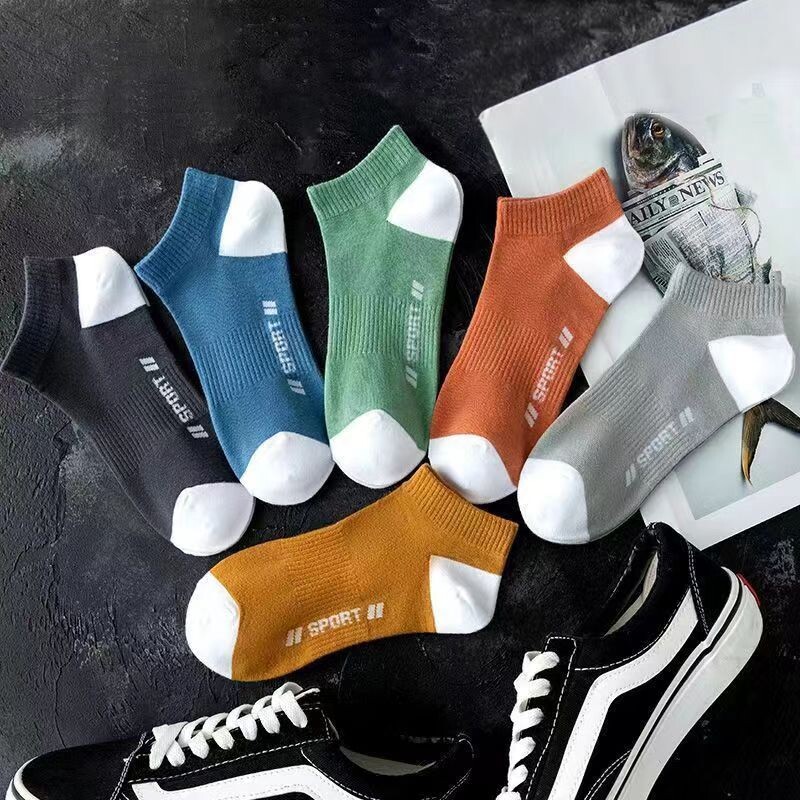 夏季薄款男袜子字母潮流运动短袜夏天隐形透气吸汗ins潮浅口男袜
